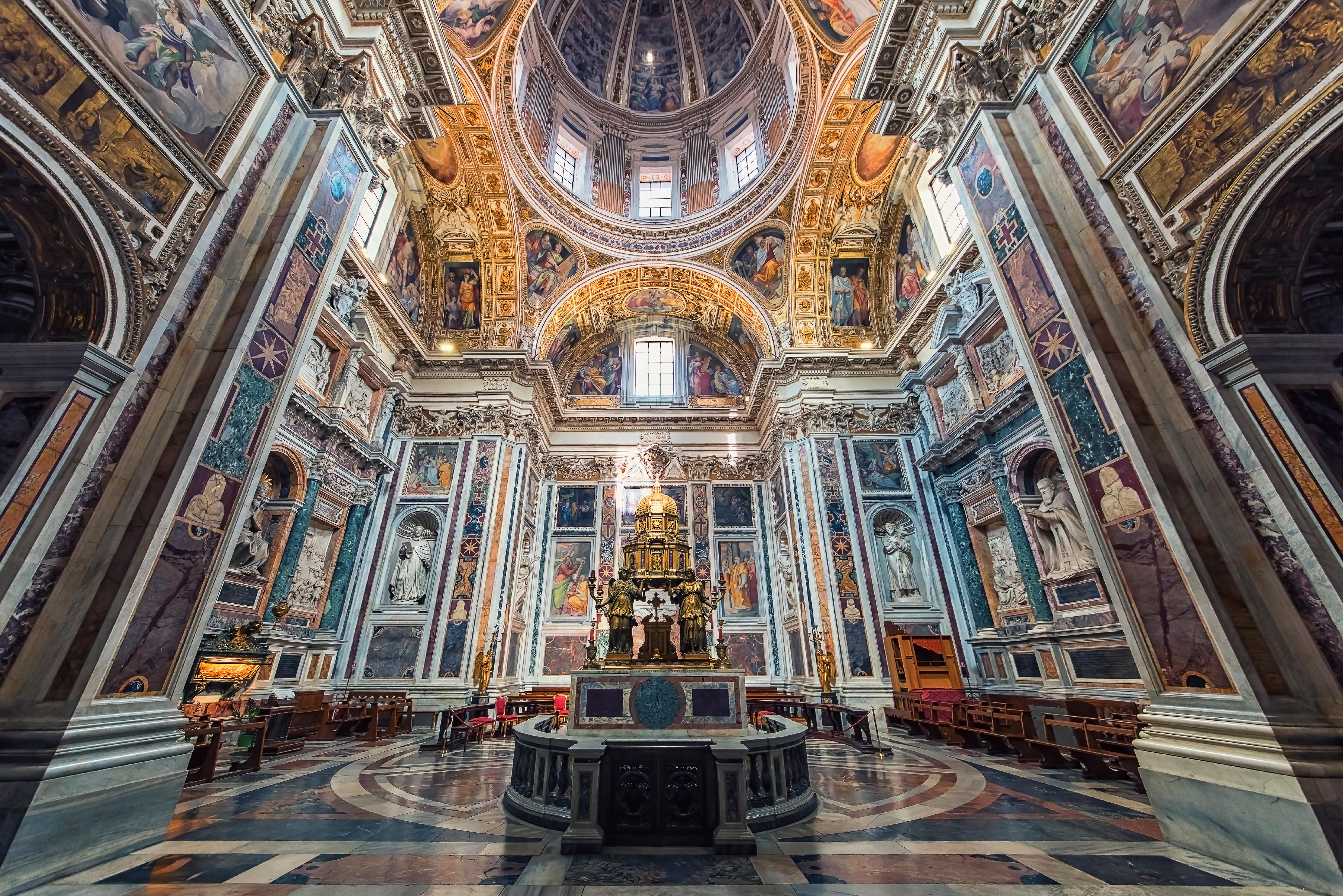 The ornate interior of a church